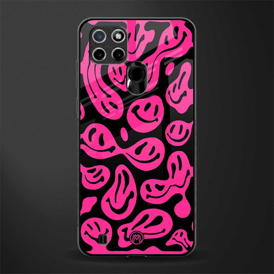 acid smiles black pink glass case for realme c21 image