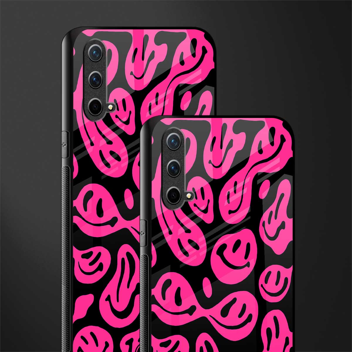 acid smiles black pink glass case for oneplus nord ce 5g image-2