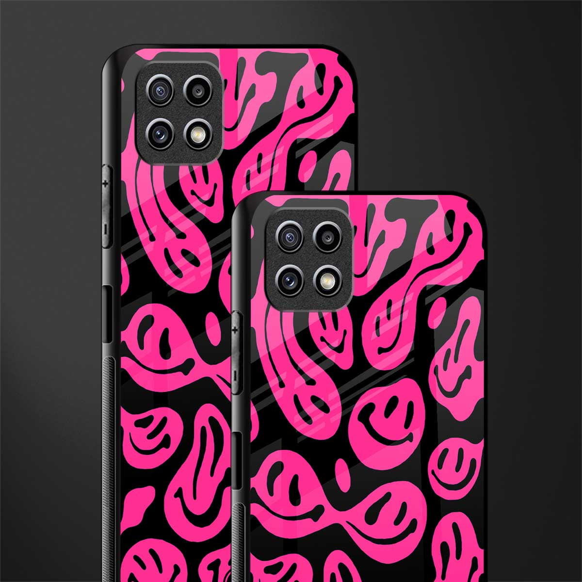 acid smiles black pink glass case for samsung galaxy a22 5g image-2