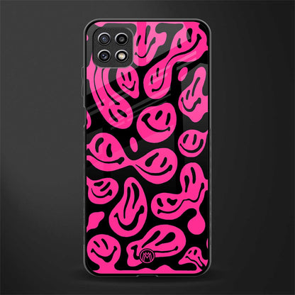 acid smiles black pink glass case for samsung galaxy a22 5g image