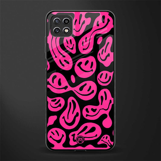 acid smiles black pink glass case for samsung galaxy a22 5g image