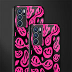 acid smiles black pink glass case for oppo reno6 pro 5g image-2