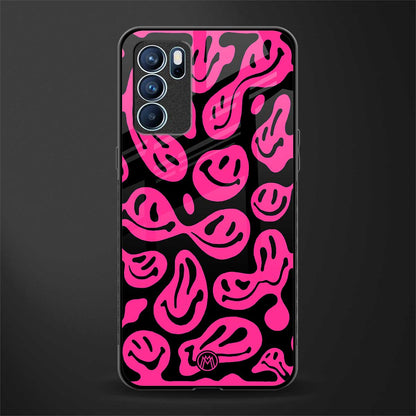 acid smiles black pink glass case for oppo reno6 5g image