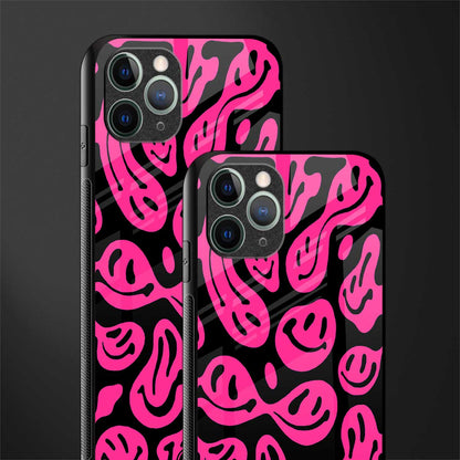 acid smiles black pink glass case for iphone 11 pro image-2