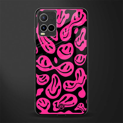 acid smiles black pink glass case for vivo y33s vivo y33t image