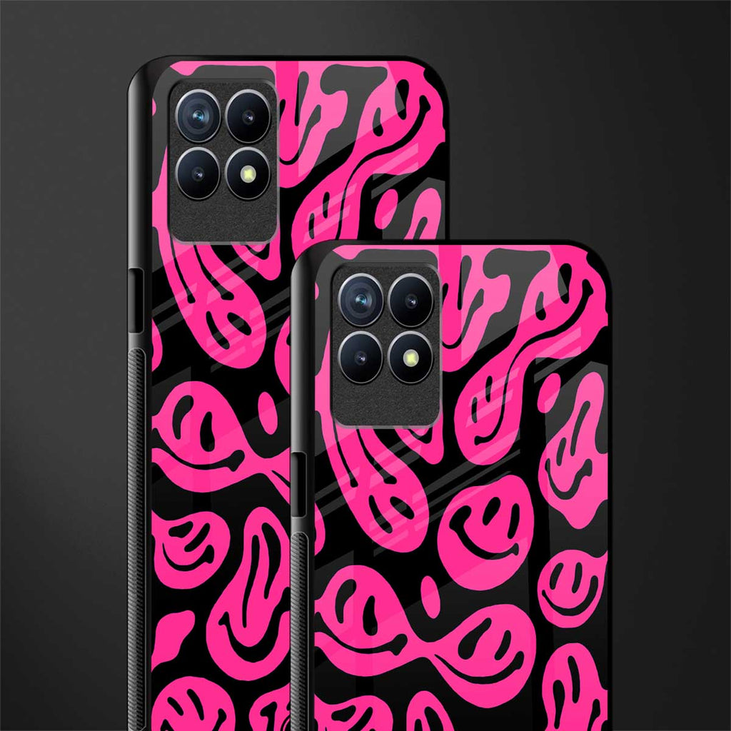 acid smiles black pink glass case for realme 8i image-2