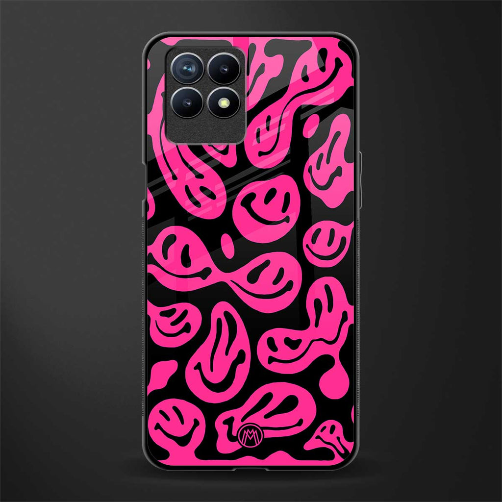 acid smiles black pink glass case for realme 8i image