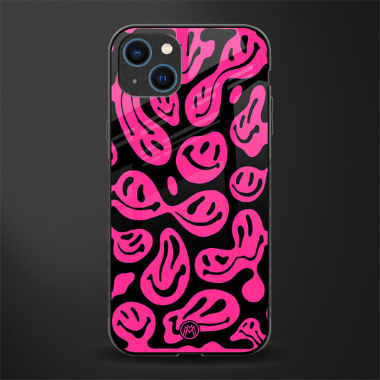 acid smiles black pink glass case for iphone 14 plus image