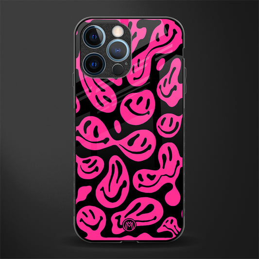 acid smiles black pink glass case for iphone 12 pro image