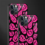 acid smiles black pink glass case for iphone 12 pro max image-2
