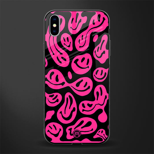 acid smiles black pink glass case for iphone xs max image
