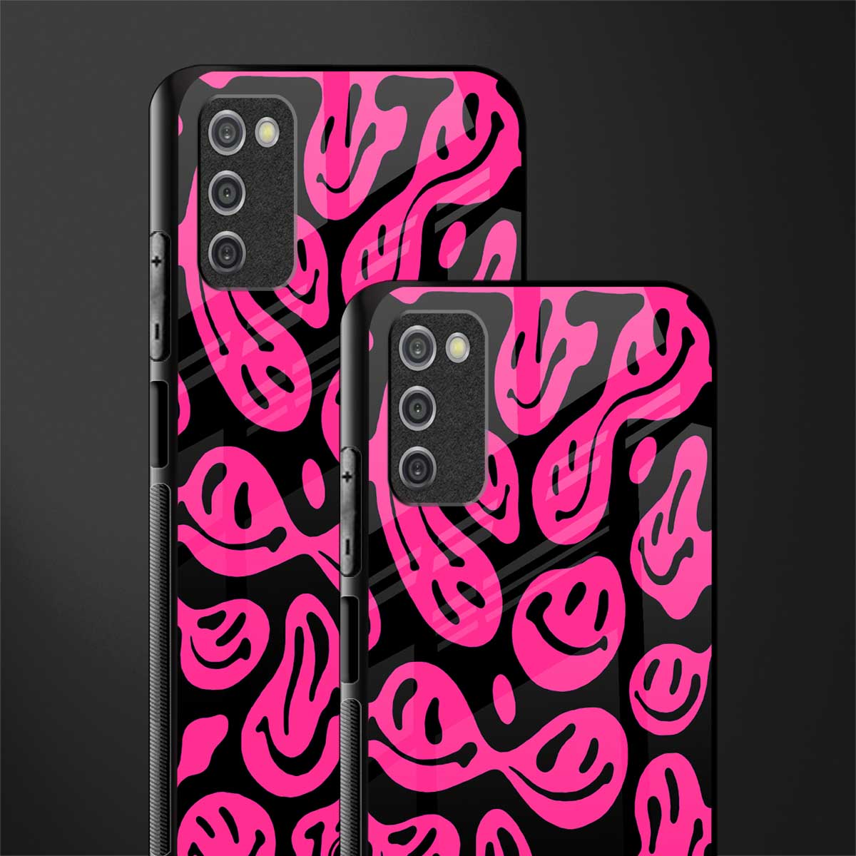 acid smiles black pink glass case for samsung galaxy a03s image-2
