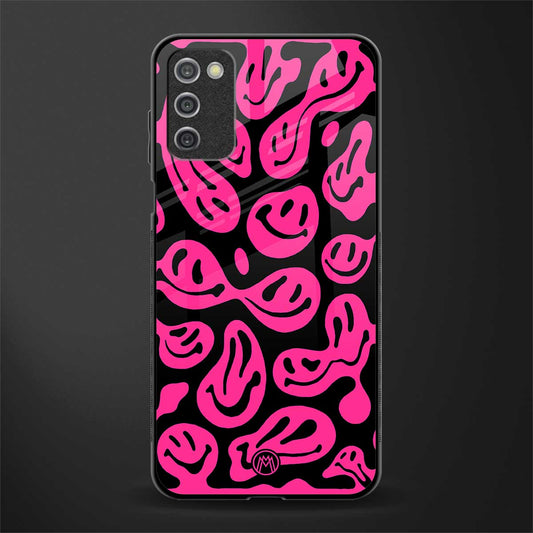 acid smiles black pink glass case for samsung galaxy a03s image