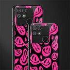acid smiles black pink back phone cover | glass case for realme narzo 50a