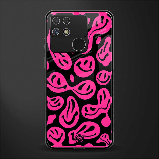 acid smiles black pink back phone cover | glass case for realme narzo 50a