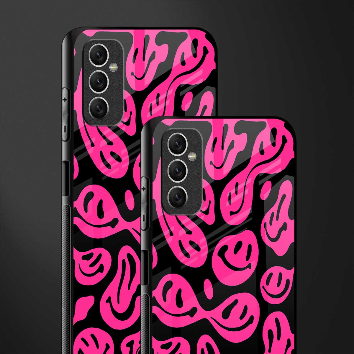 acid smiles black pink glass case for samsung galaxy m52 5g image-2