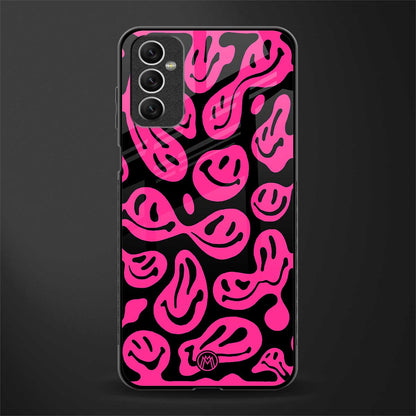 acid smiles black pink glass case for samsung galaxy m52 5g image