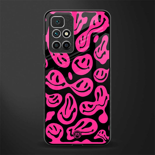acid smiles black pink glass case for redmi 10 prime image