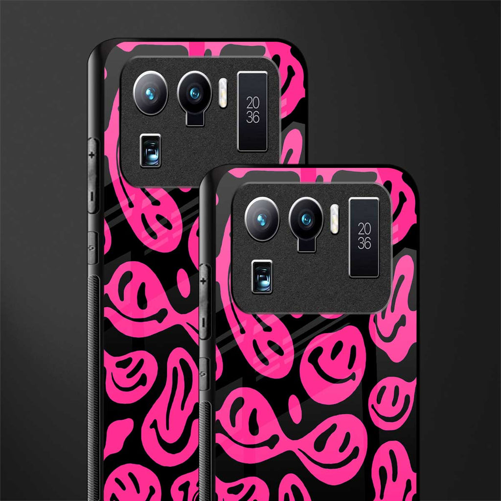 acid smiles black pink glass case for mi 11 ultra 5g image-2