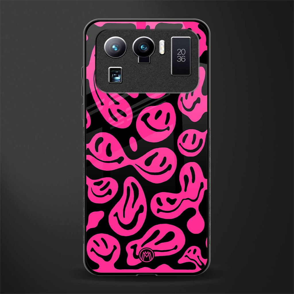 acid smiles black pink glass case for mi 11 ultra 5g image
