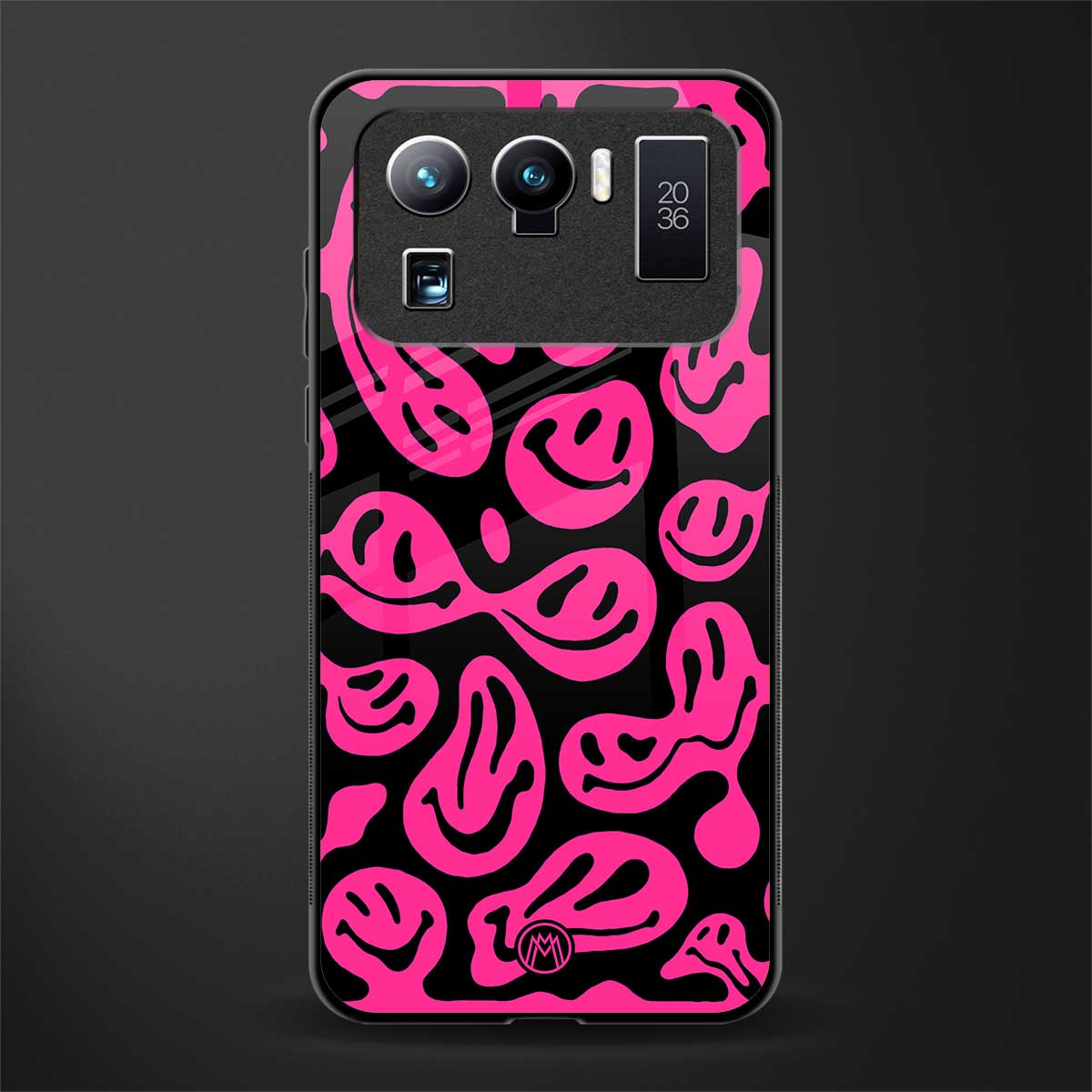acid smiles black pink glass case for mi 11 ultra 5g image