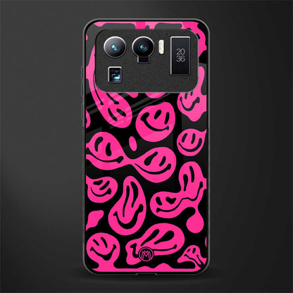 acid smiles black pink glass case for mi 11 ultra 5g image