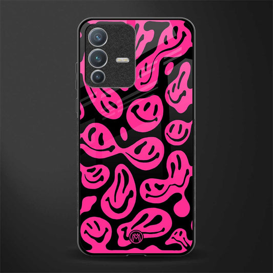 acid smiles black pink glass case for vivo v23 pro 5g image