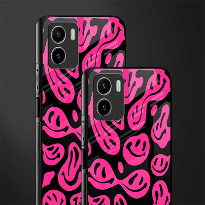 acid smiles black pink glass case for vivo y15s image-2