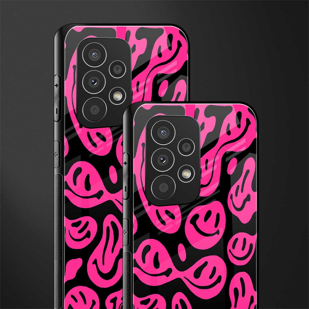 acid smiles black pink back phone cover | glass case for samsung galaxy a53 5g