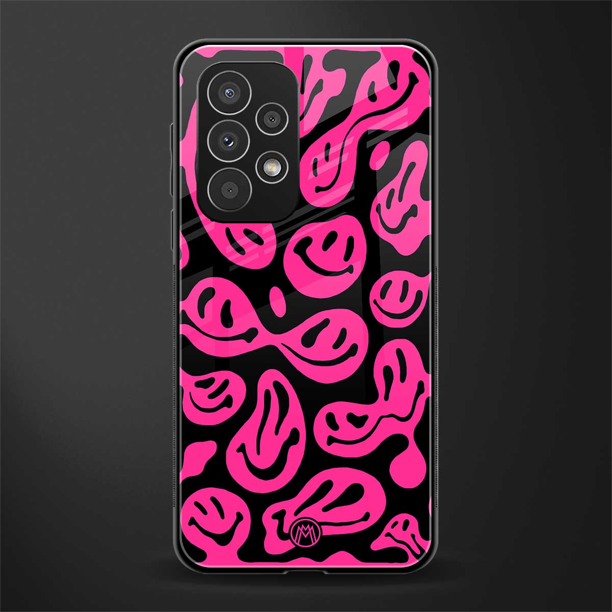 acid smiles black pink back phone cover | glass case for samsung galaxy a53 5g