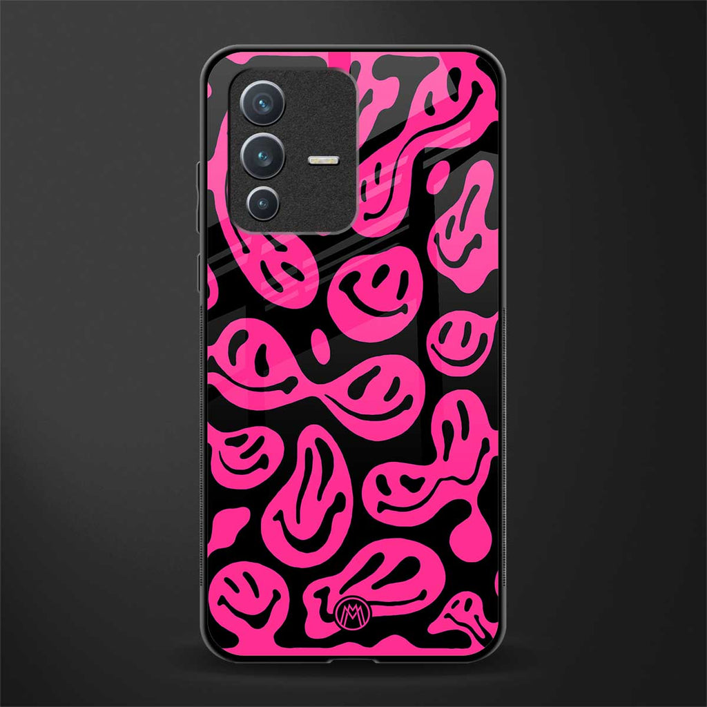 acid smiles black pink glass case for vivo v23 5g image