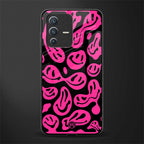 acid smiles black pink glass case for vivo v23 5g image