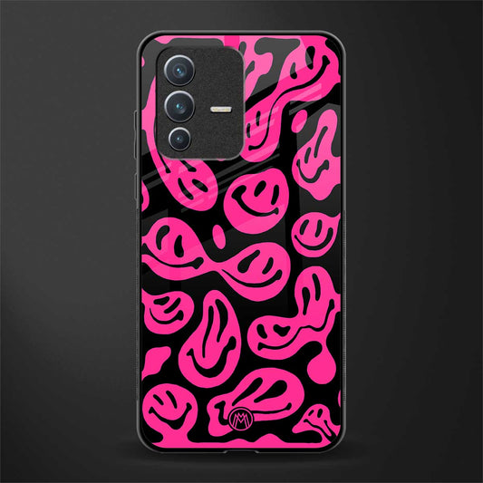 acid smiles black pink glass case for vivo v23 5g image
