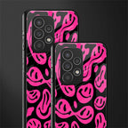 acid smiles black pink back phone cover | glass case for samsung galaxy a73 5g