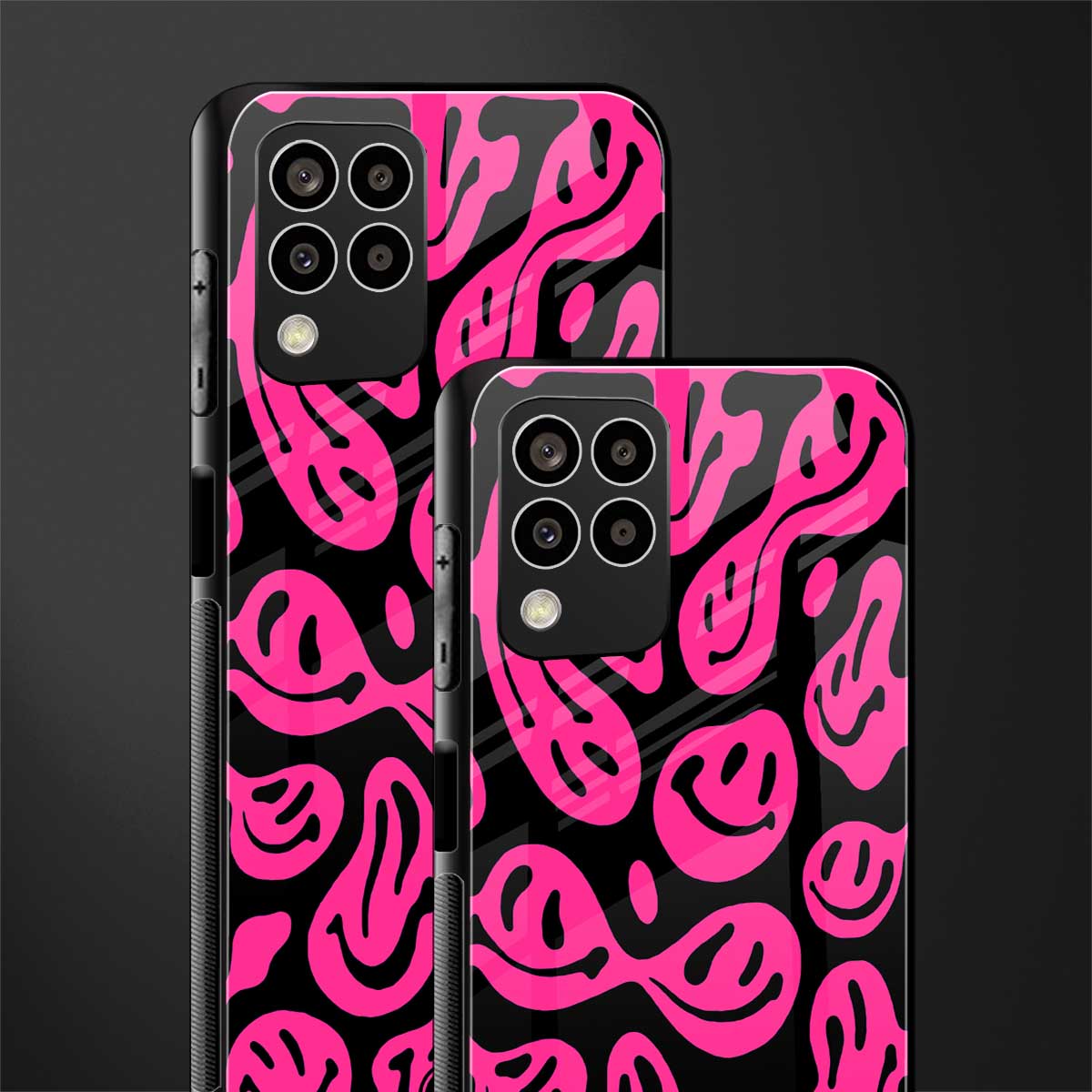 acid smiles black pink back phone cover | glass case for samsung galaxy m33 5g