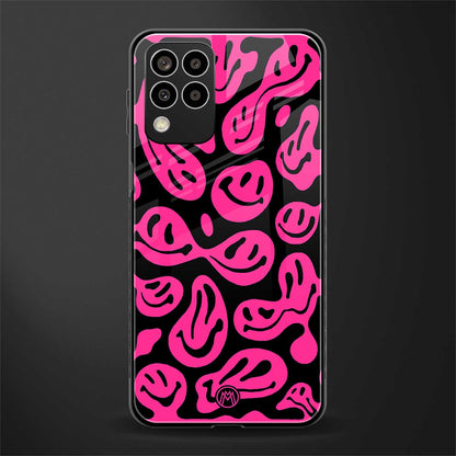 acid smiles black pink back phone cover | glass case for samsung galaxy m33 5g