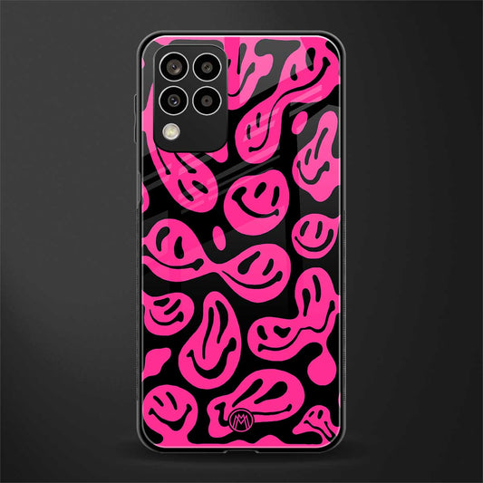 acid smiles black pink back phone cover | glass case for samsung galaxy m33 5g