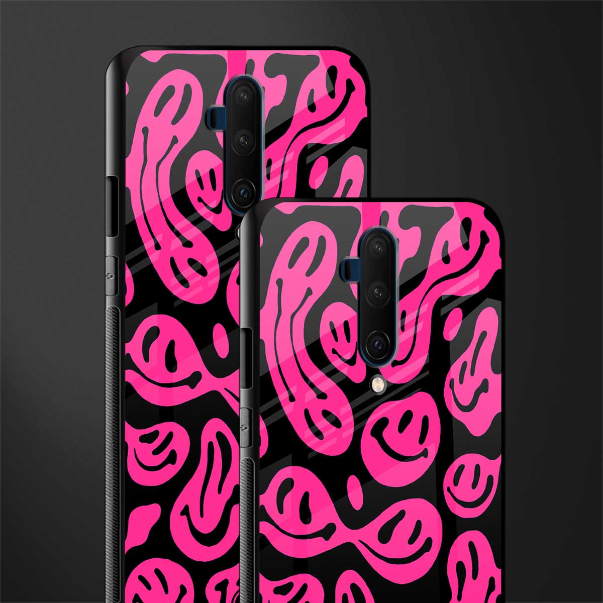 acid smiles black pink glass case for oneplus 7t pro image-2