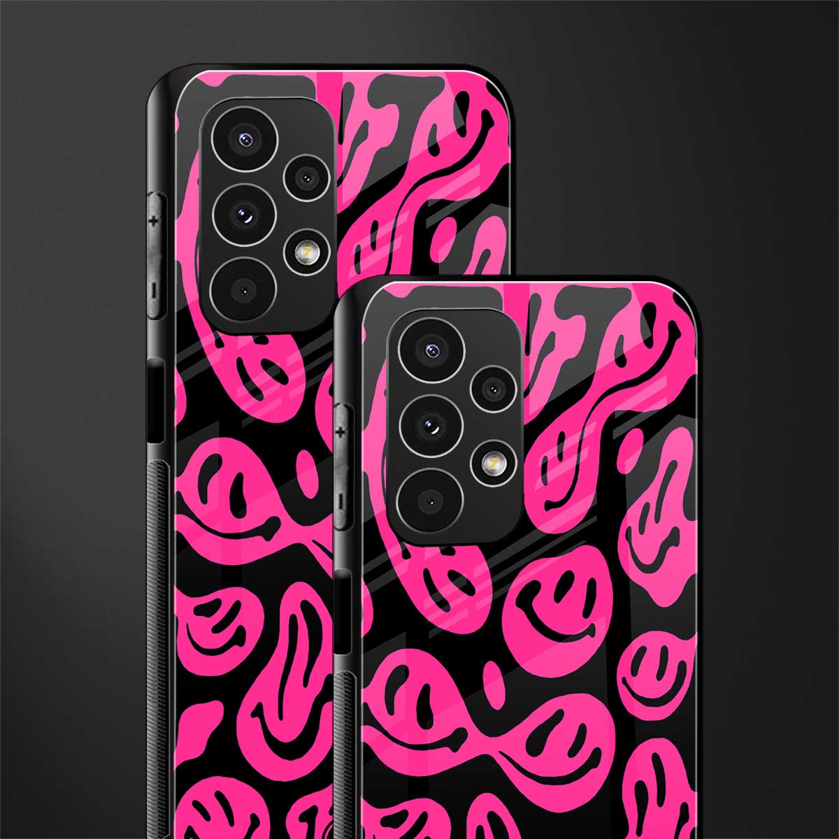 acid smiles black pink back phone cover | glass case for samsung galaxy a13 4g