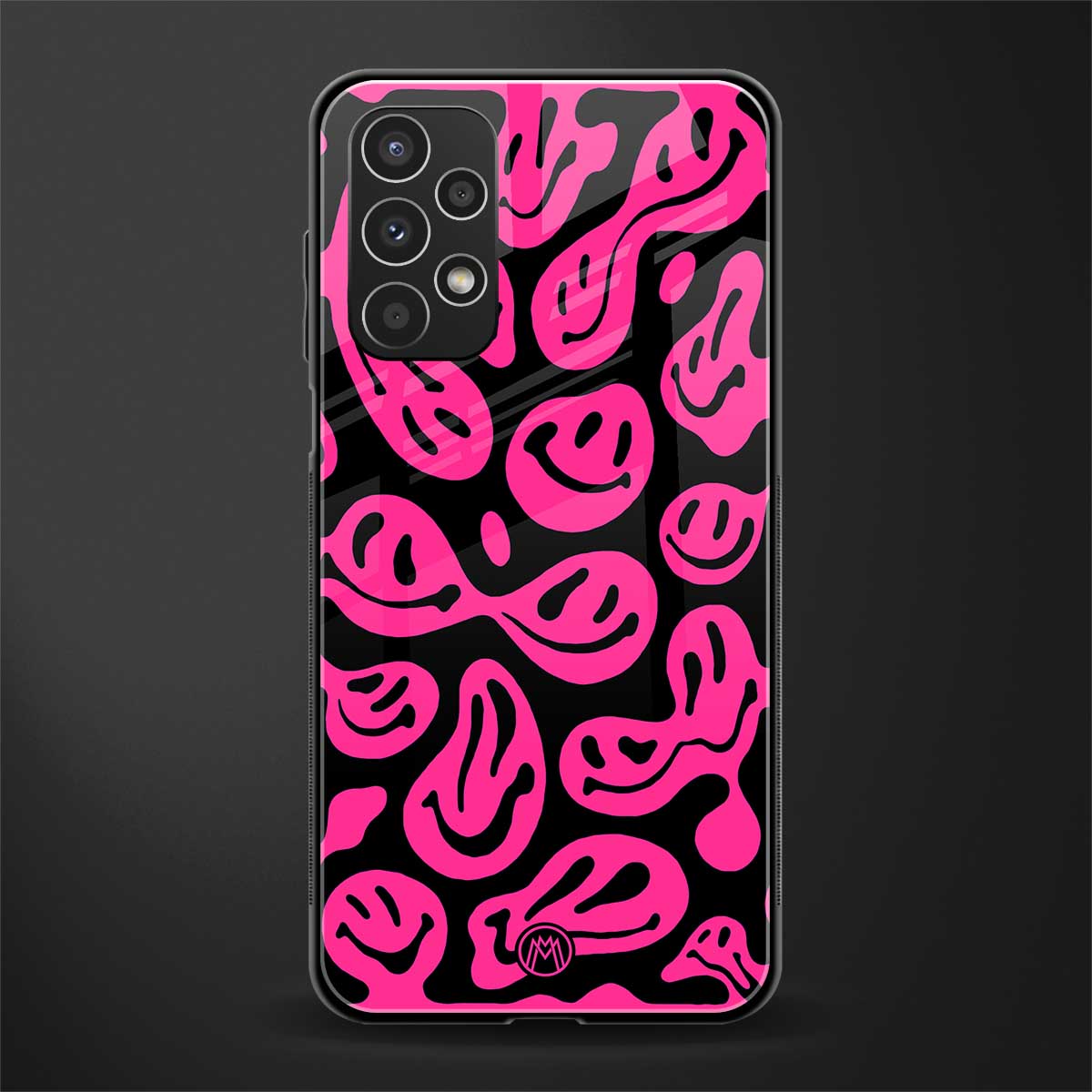 acid smiles black pink back phone cover | glass case for samsung galaxy a13 4g