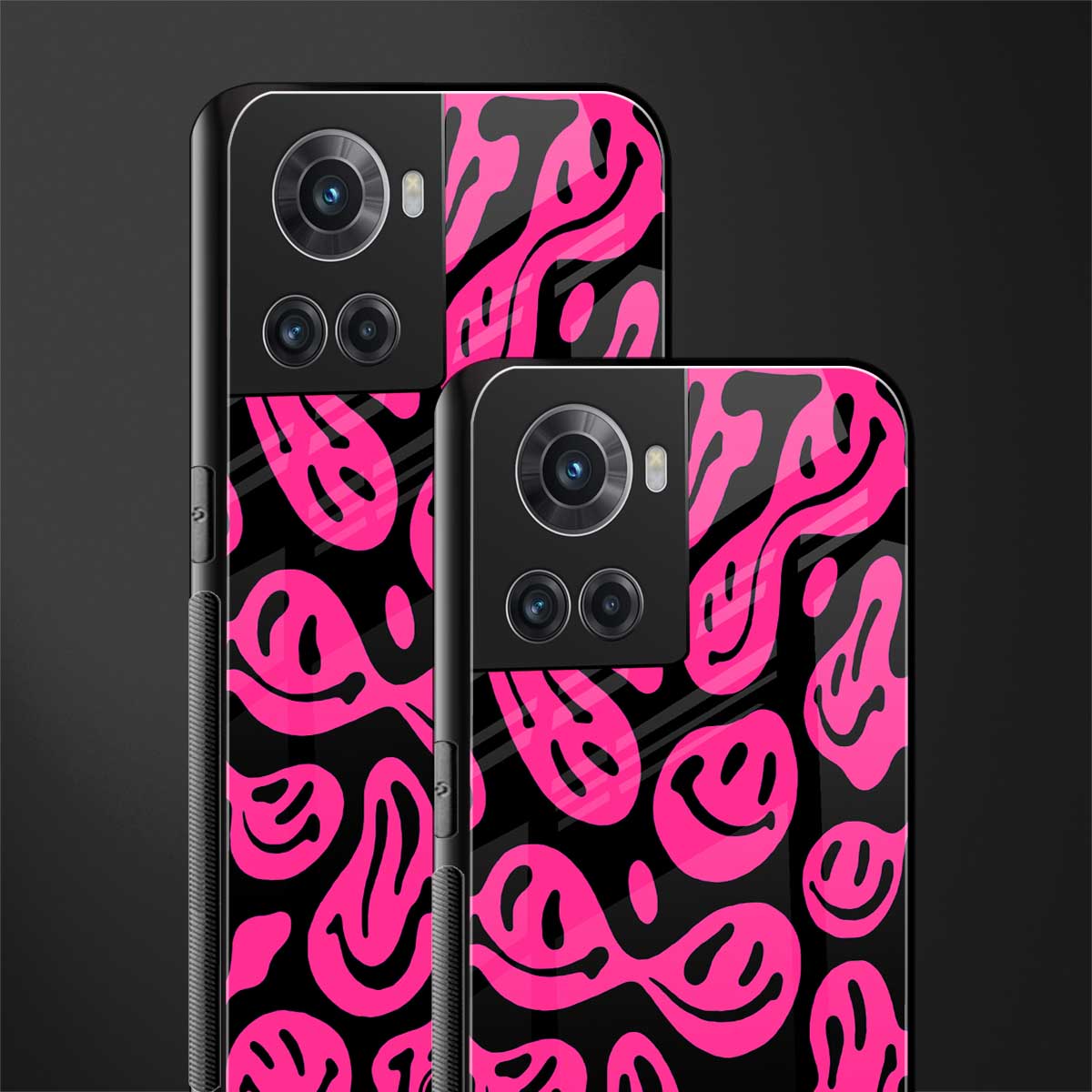 acid smiles black pink back phone cover | glass case for oneplus 10r 5g