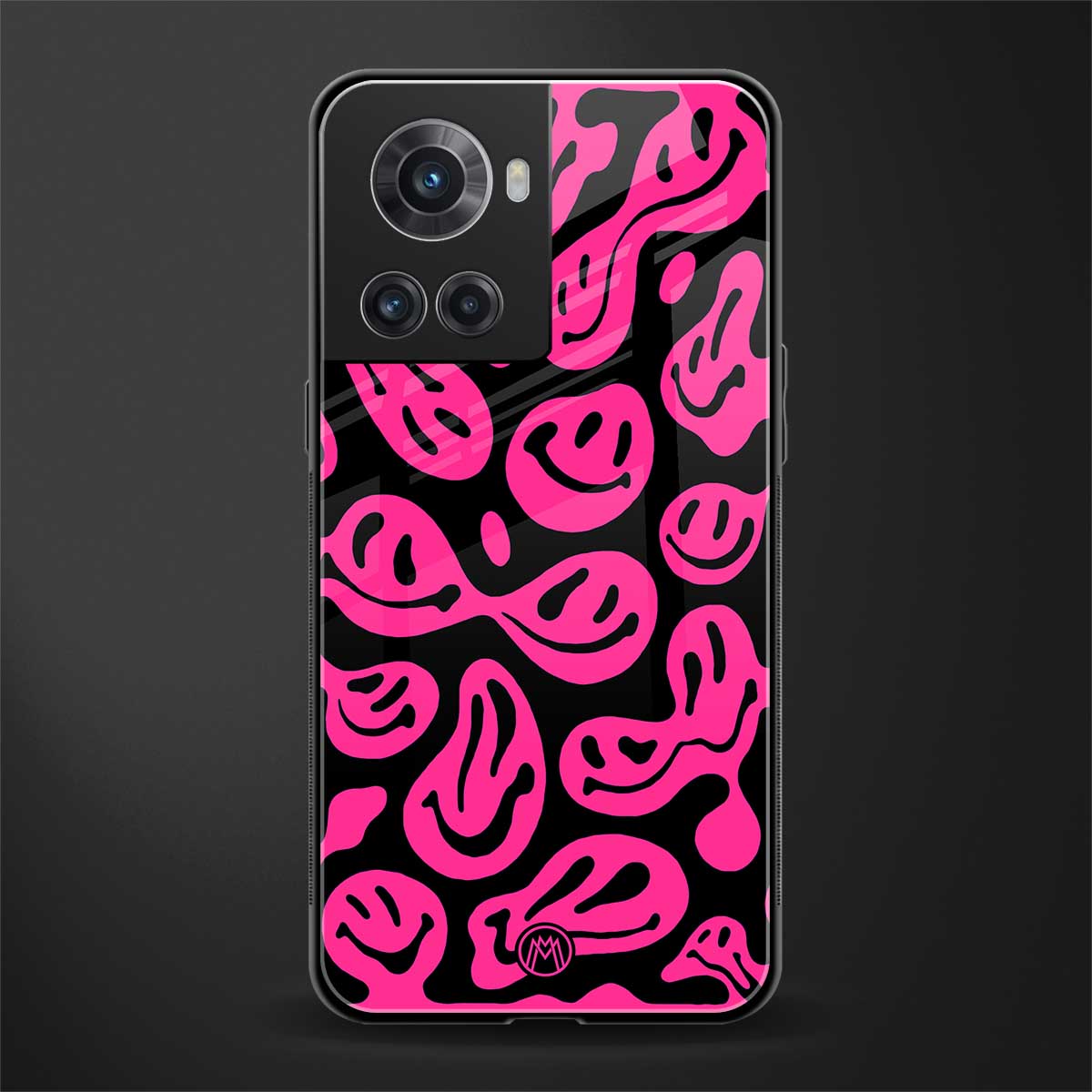 acid smiles black pink back phone cover | glass case for oneplus 10r 5g