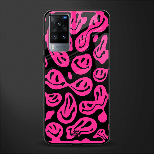 acid smiles black pink glass case for vivo x60 image