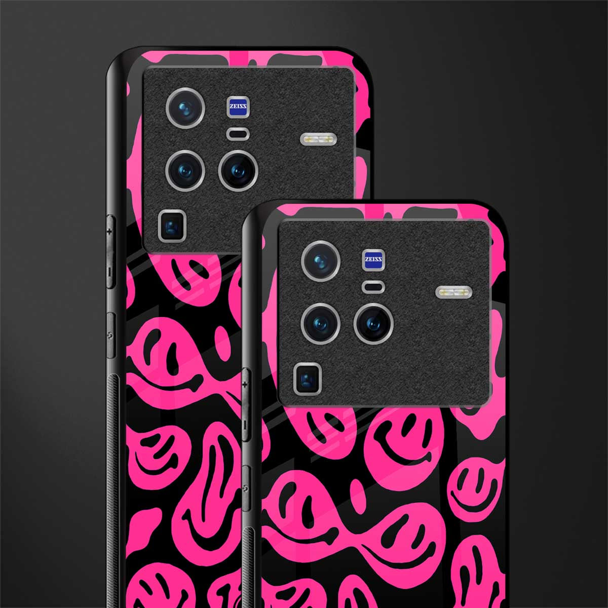acid smiles black pink glass case for vivo x80 pro 5g image-2