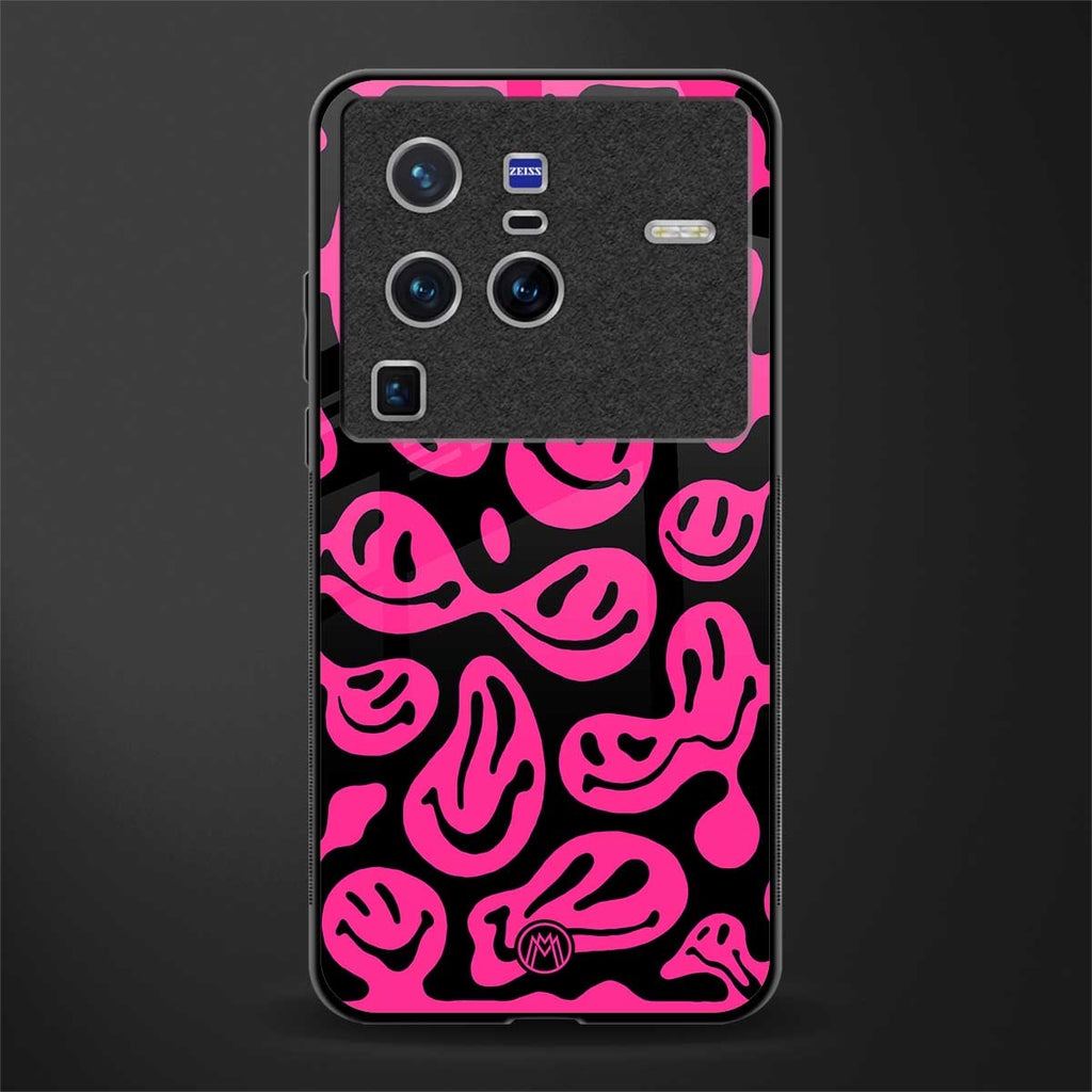 acid smiles black pink glass case for vivo x80 pro 5g image