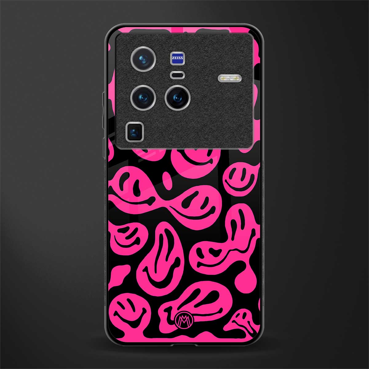 acid smiles black pink glass case for vivo x80 pro 5g image
