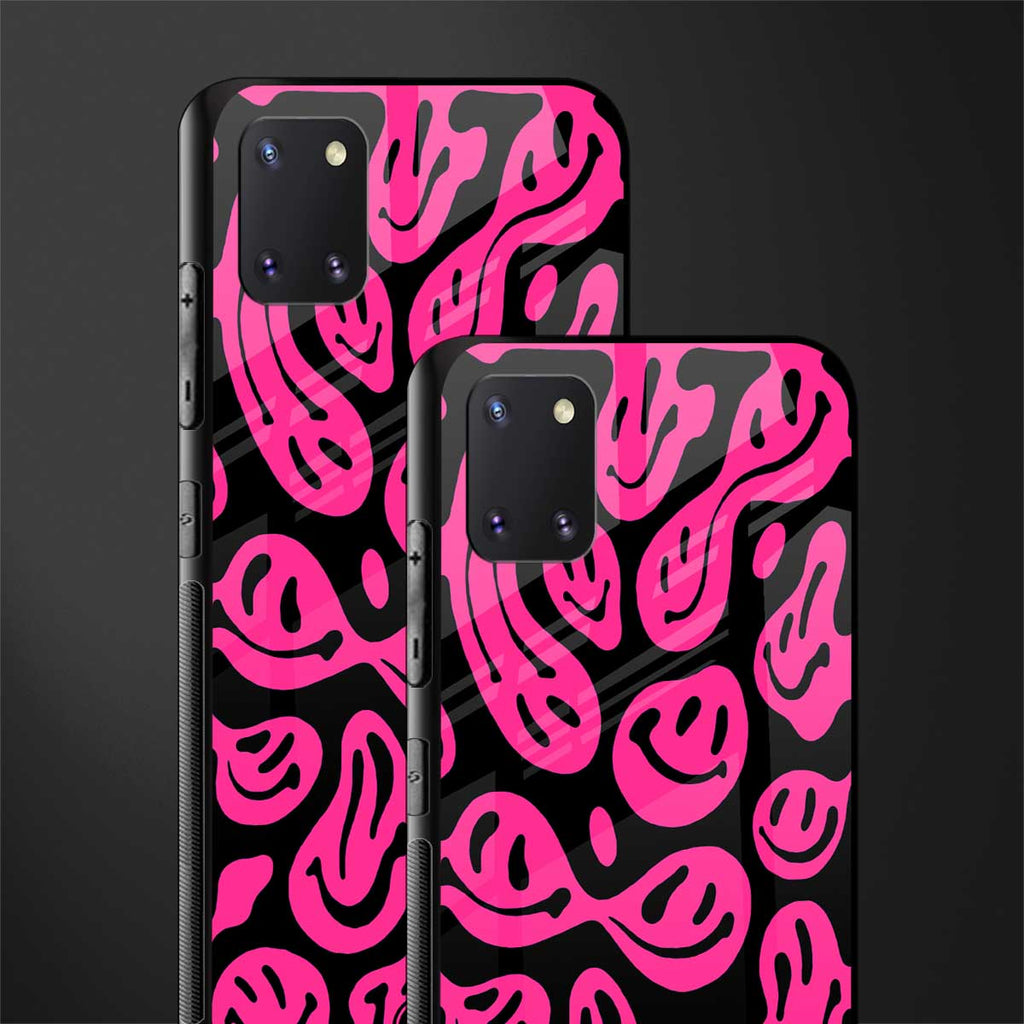 acid smiles black pink glass case for samsung a81 image-2