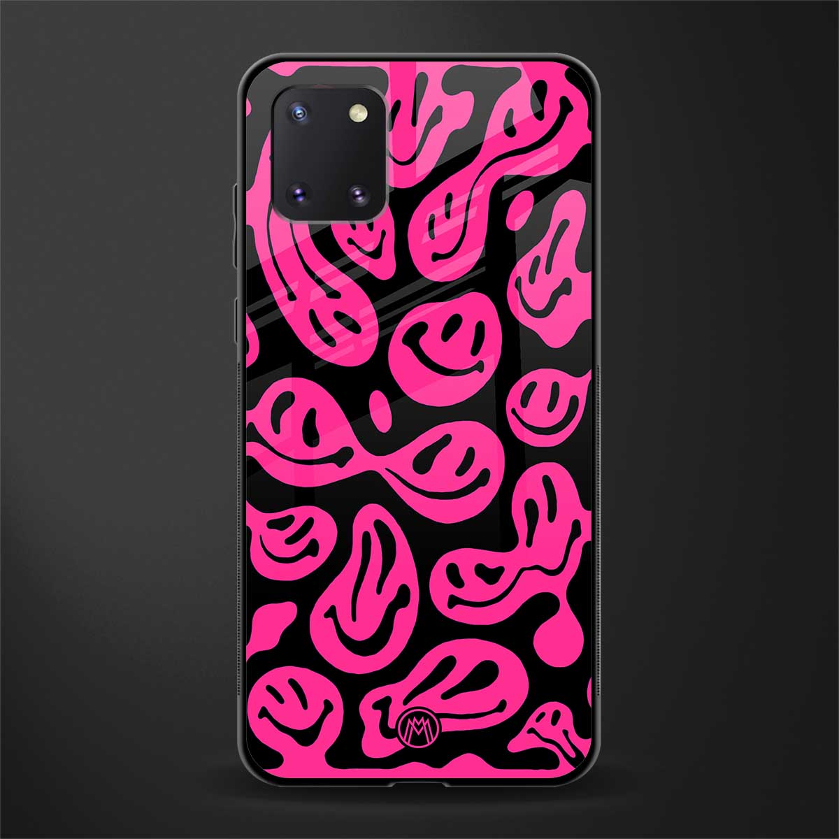 acid smiles black pink glass case for samsung a81 image