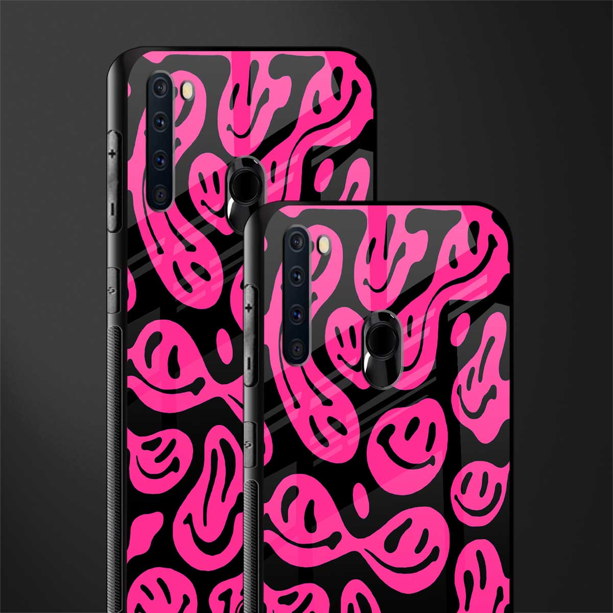 acid smiles black pink glass case for samsung a21 image-2