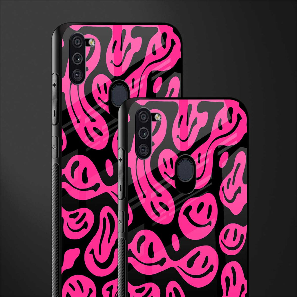 acid smiles black pink glass case for samsung a11 image-2